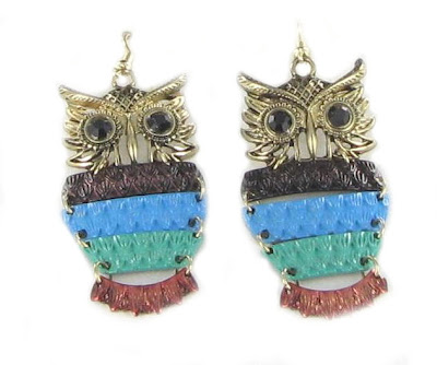 enamel owl earrings