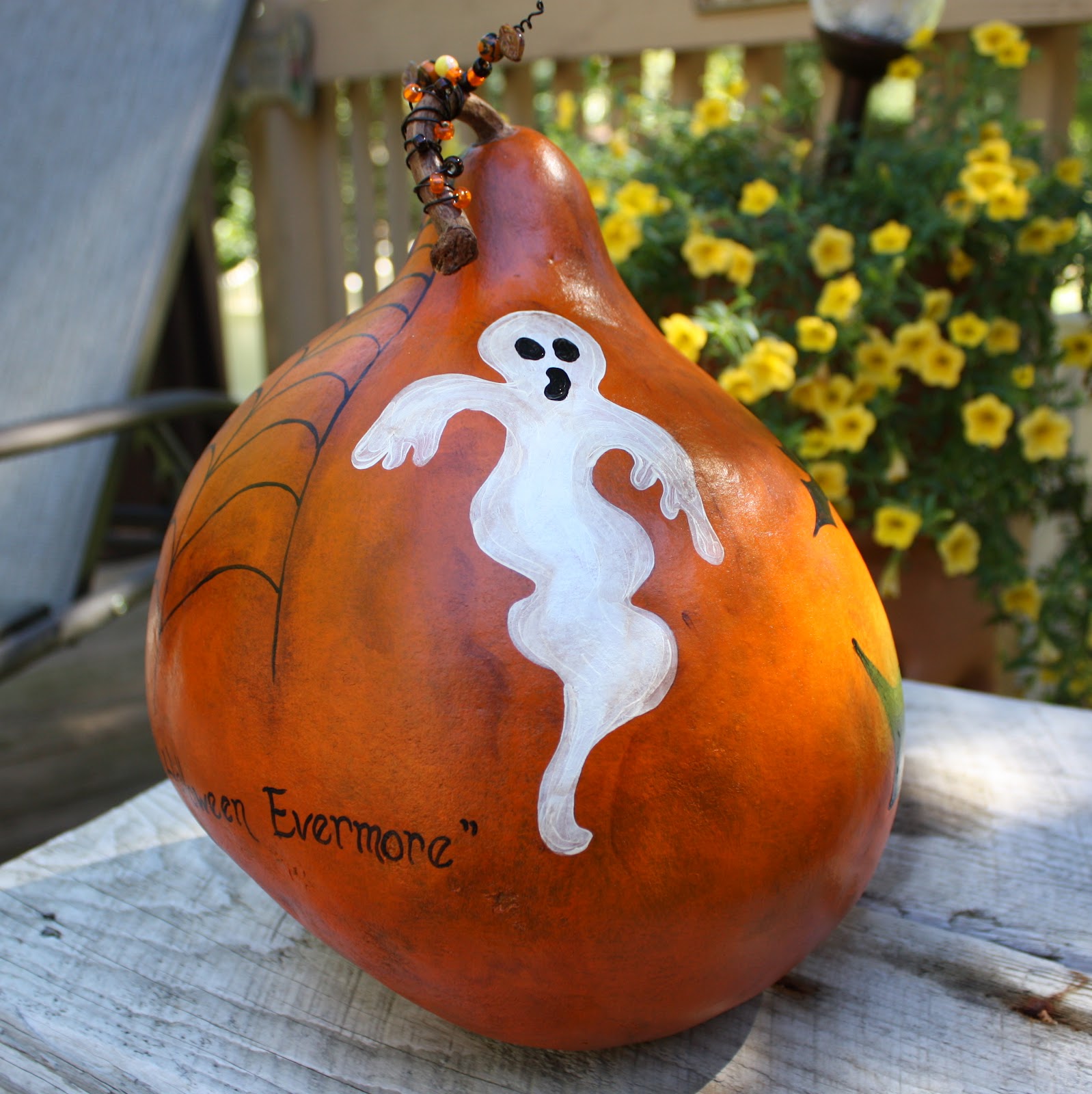 sprinkled blessings studios Hand Painted Halloween Kettle Gourd
