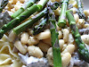 Farfalle Pasta with Cannellini Beans and Asparagus in a White Mushroom Yogurt Sauce