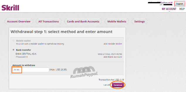 cara withdraw tarik uang dari skrill ke rekening bank 2