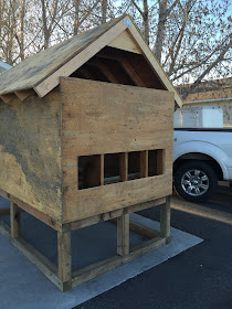 Nesting Boxes from the Outside of the Pallet Chicken Coop