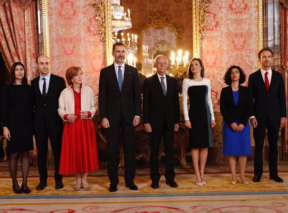 King Felipe and Queen Letizia of Spain attend an official lunch for 'Miguel de Cervantes 2016' Literature award at the Royal Palace