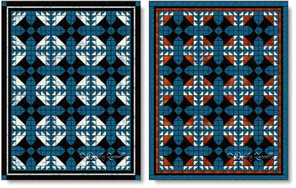 Quilts designed with the Blueberry Compote quilt block - images © Wendy Russell