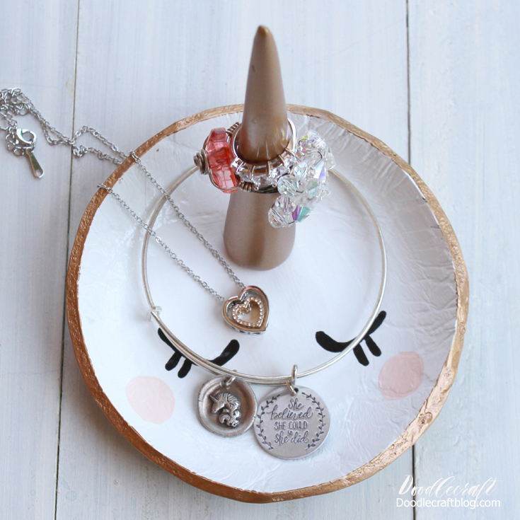 Make a magical sleepy unicorn ring and jewelry dish for storage or a handmade gift