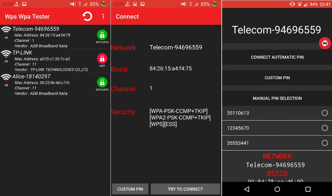 WIFI WPS WPA TESTER - Screenshots WIFI WPS WPA TESTER - Screenshots