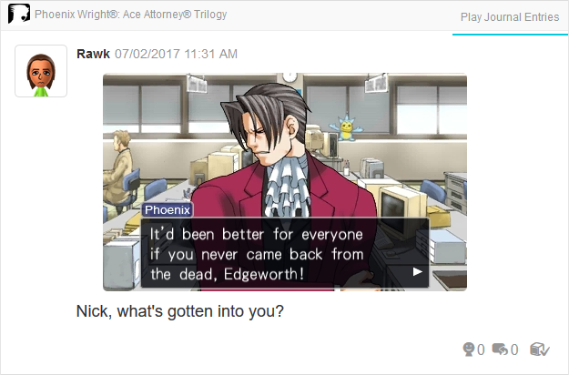 Phoenix Wright Ace Attorney Justice For All better if you never came back from the dead Miles Edgeworth