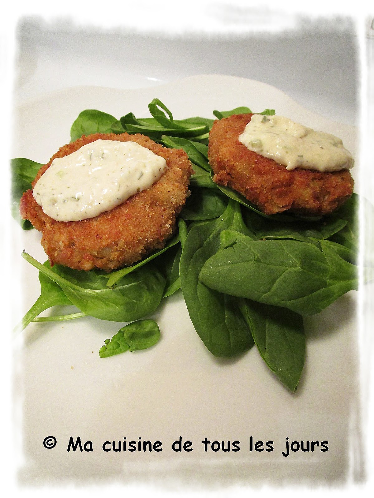 Crab cakes, sauce tartare au raifort et à (vegan)
