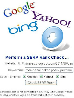 Cara Mengetahui posisi blog di SERP Yahoo Bing Google | Checker Tool