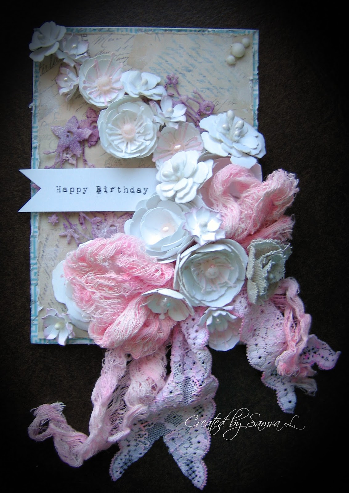 Paper Talk With Samra: Shabby Chic Floral Birthday Card