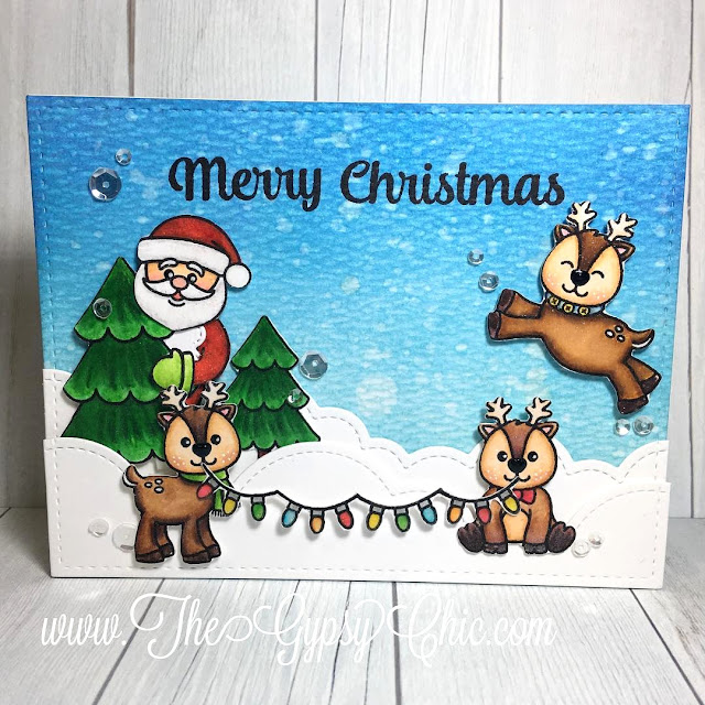 Sunny Studio Stamps: Gleeful Reindeer & Christmas Icons Card by Stephanie Davis