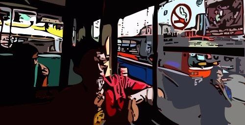 Ilustrasi Merokok di Mobil Bus