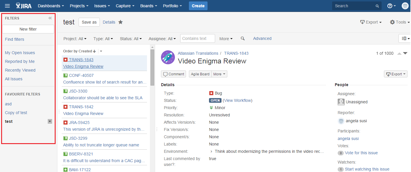Filters In JIRA