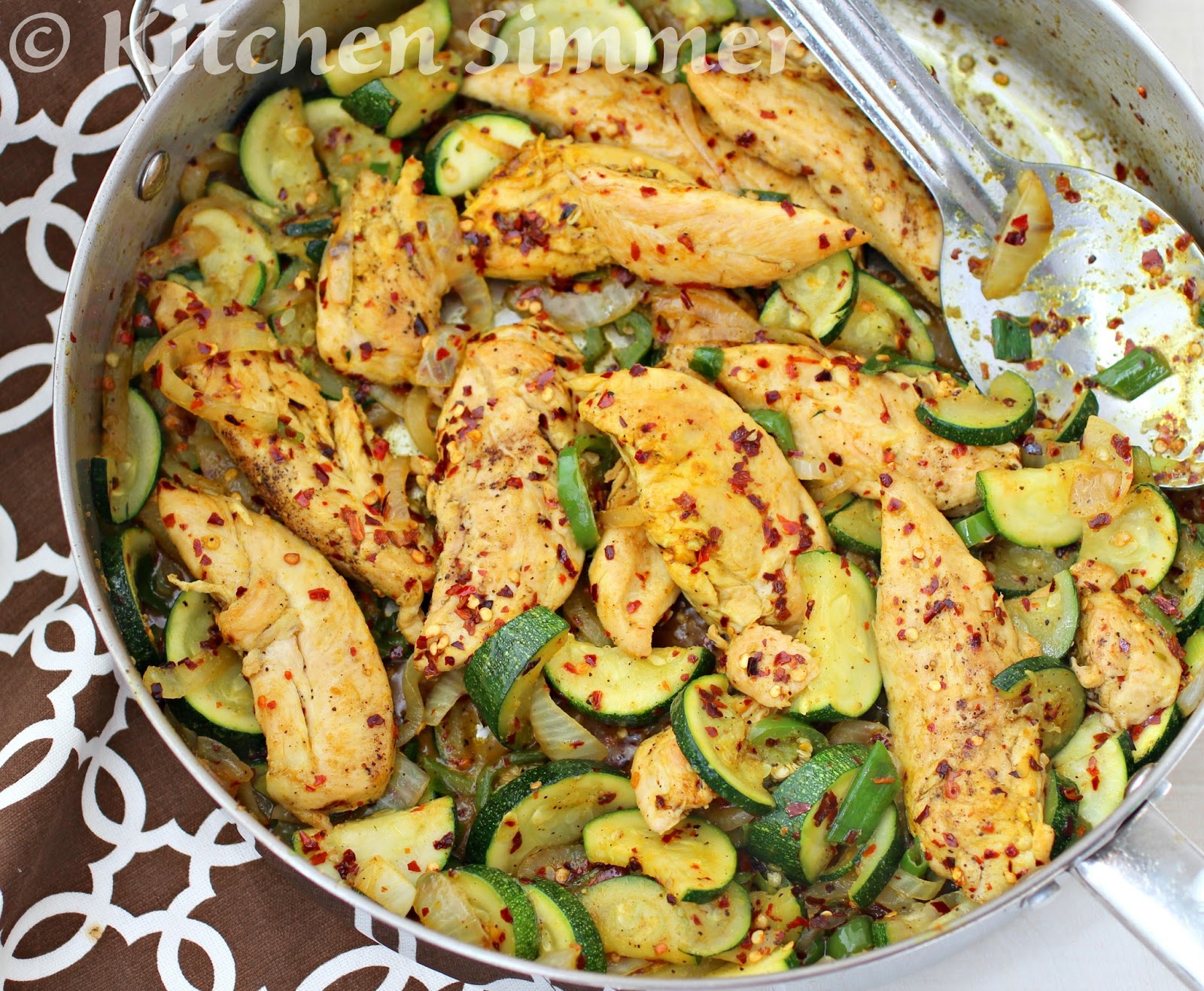 Kitchen Simmer Spicy Chicken and Zucchini Saute'