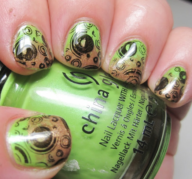 China Glaze Tree Hugger with OPI Charmed by a Snake gradient