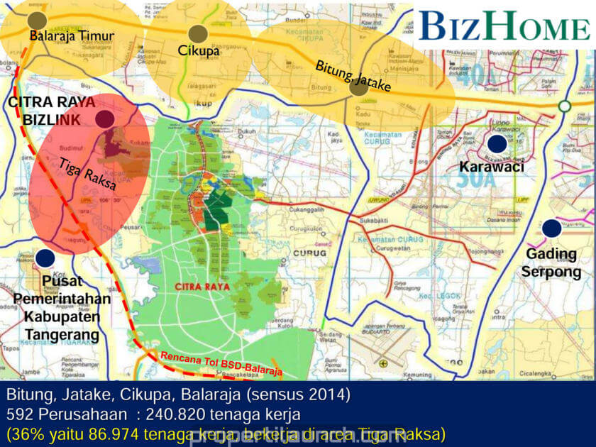 Peta Lokasi Citra Raya BizLink Tiga Raksa Tangerang