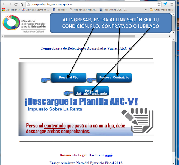 Planilla de A.R.C.V. para el pago de I.S.L.R. Planilla de A.R.C.V. para el pago de I.S.L.R.