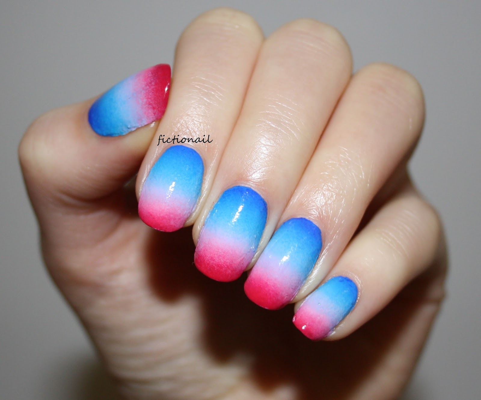 Blue to Pink Gradient Nails