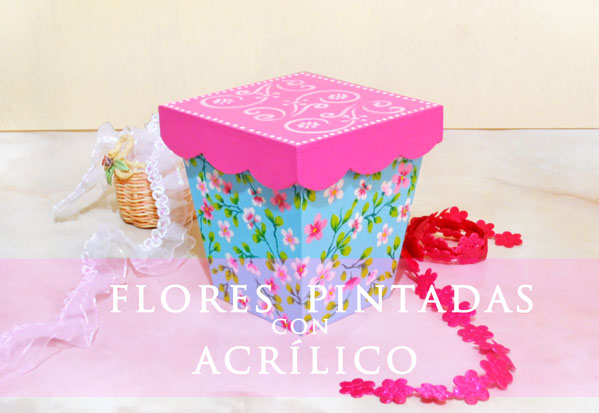 flores pintado con acrilicos en caja souvenir pintura en trupan