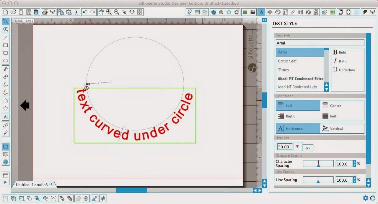 Silhouette Studio, curving text, under a circle, Silhouette tutorial