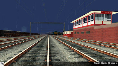 Fastline Simulation - North Staffs Minerals: A view Grange Sidings signal box as Class 86 86260 approaches with a down express to Manchester Picadilly in North Staffs Minerals a route for RailWorks Train Simulator 2012.