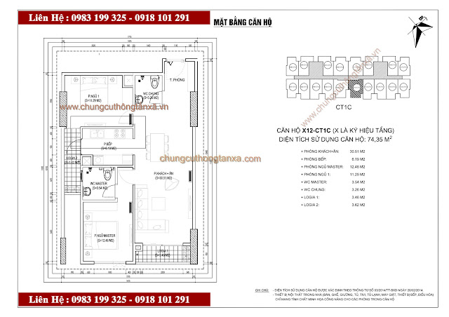 Thiết kế căn hộ X13CT1C chung cư thông tấn xã