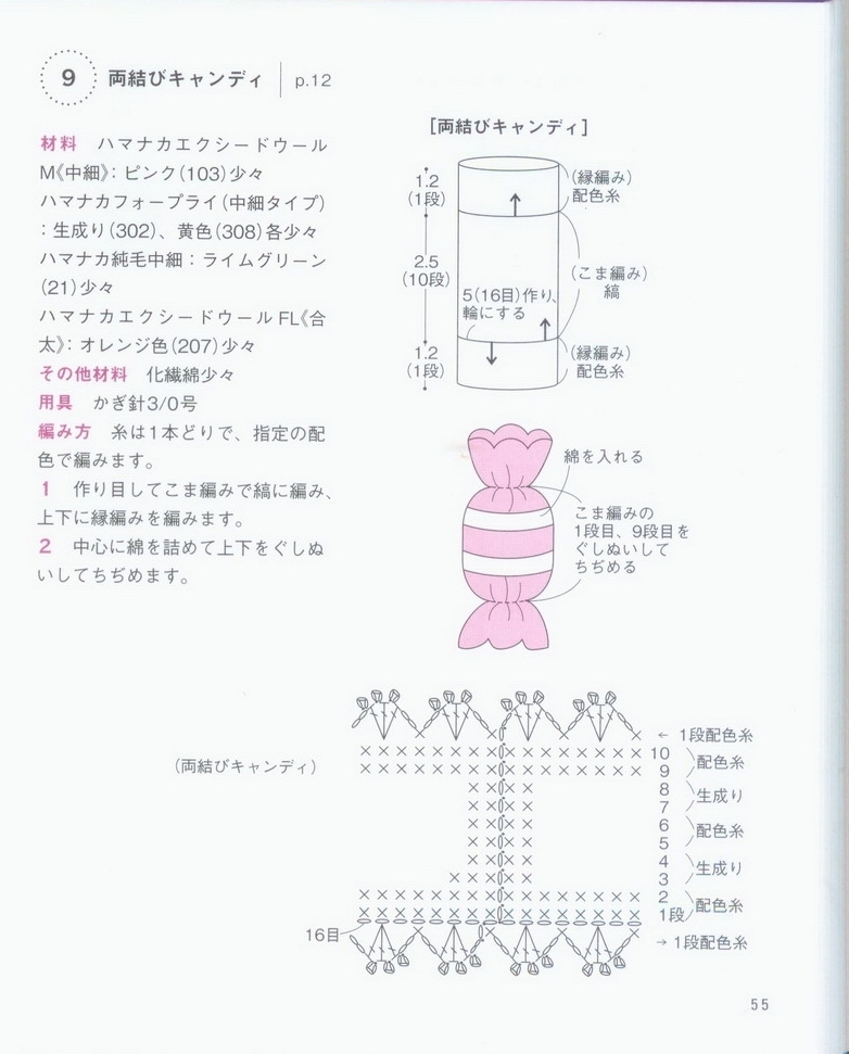 Конфета крючком схема