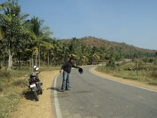 Rider perspective shot on the road as the sun begins to rise