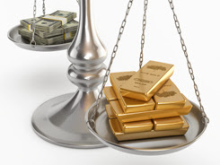 Balanza papel moneda contra Oro