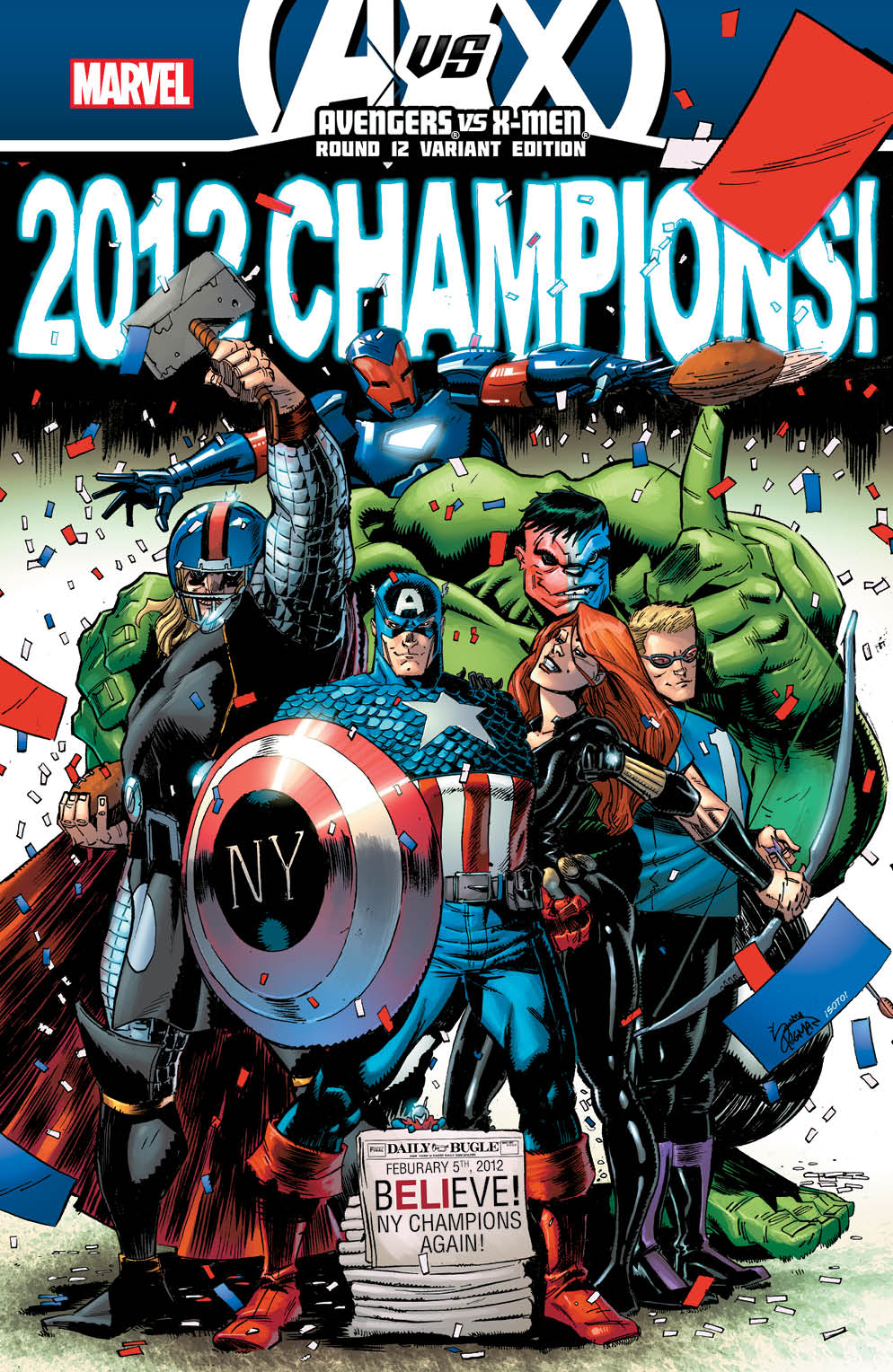 The Blot Says: NYCC 12 Exclusive Avengers vs X-Men #12 Avengers New York  Giants Variant Cover