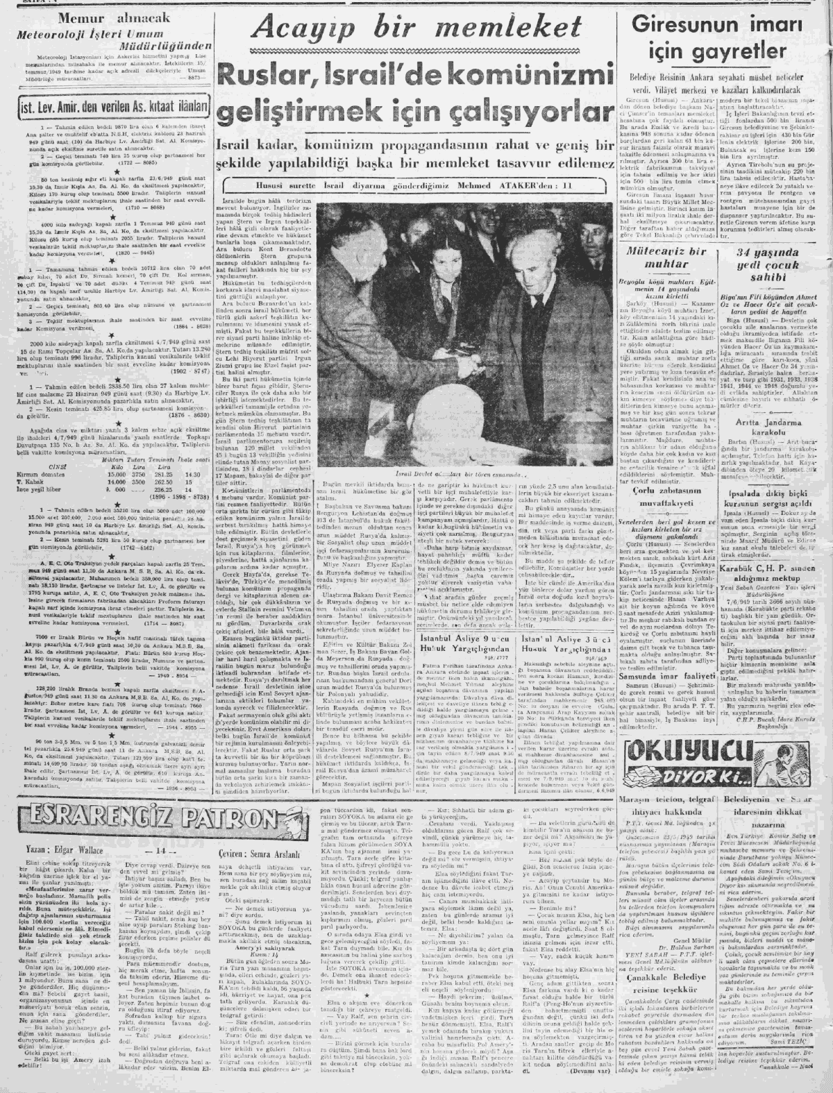 21 Haziran 1949 Yeni Sabah Tam Metin