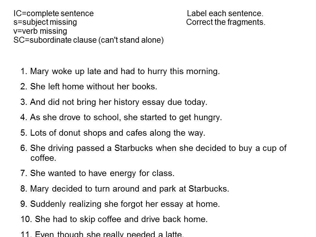Fragments Run Ons And Comma Splices Worksheet