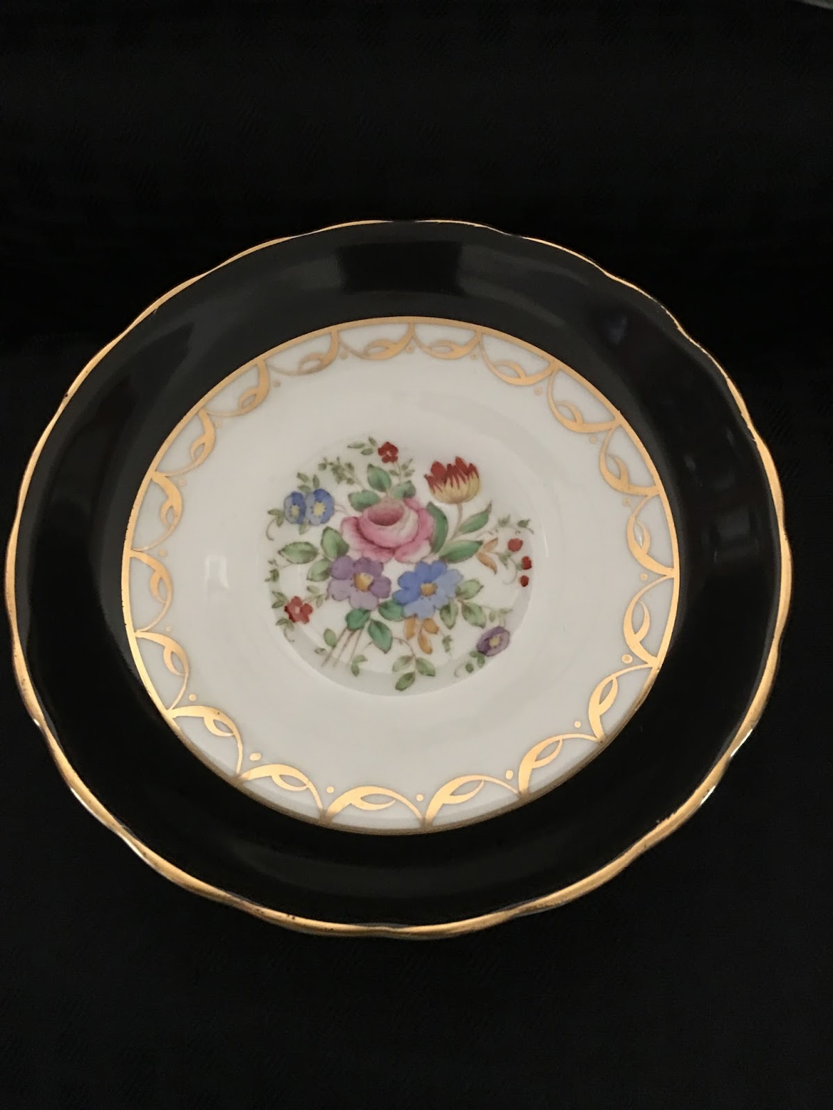Relevant Tea Leaf Black, Gold and White China