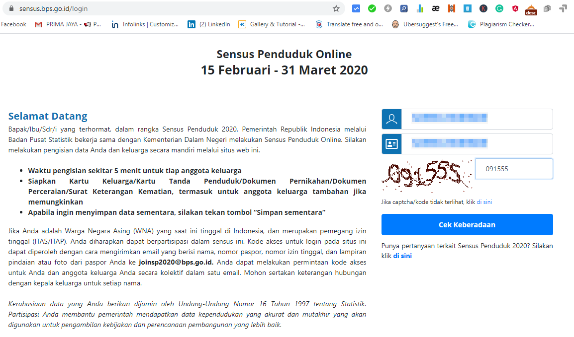 Pendaftaran Sensus Penduduk Online 2020