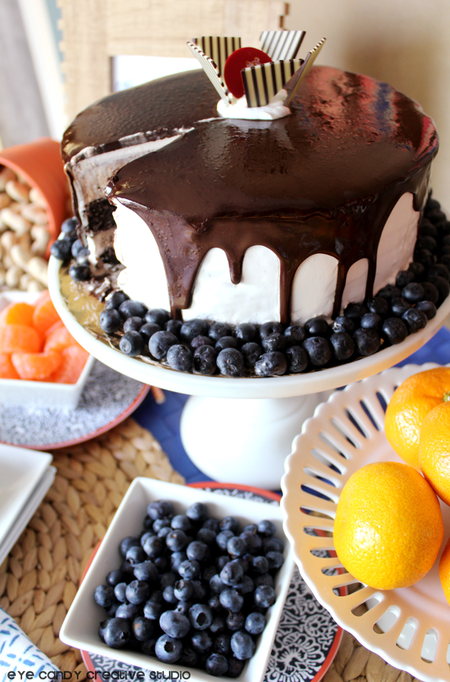 sliced ice cream cake, Cold Stone, oranges, blueberries, dessert ideas