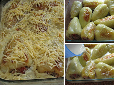 Фаршированный перец запеченный в молочно-яичной заливке