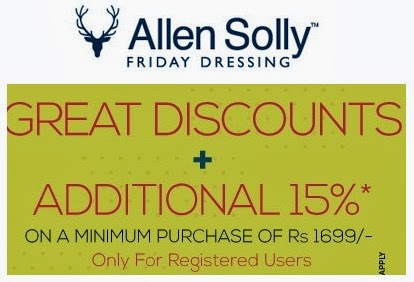 Great Discount Offer: Enjoy Min Flat 30% + Extral 15% Off on Allen Solly Apparels at Trendin