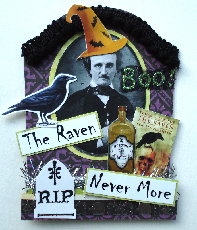 yourATCstore "The Raven" Tombstone Shaped Halloween Artist Trading Card