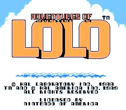 Adventures of Lolo Title Screen