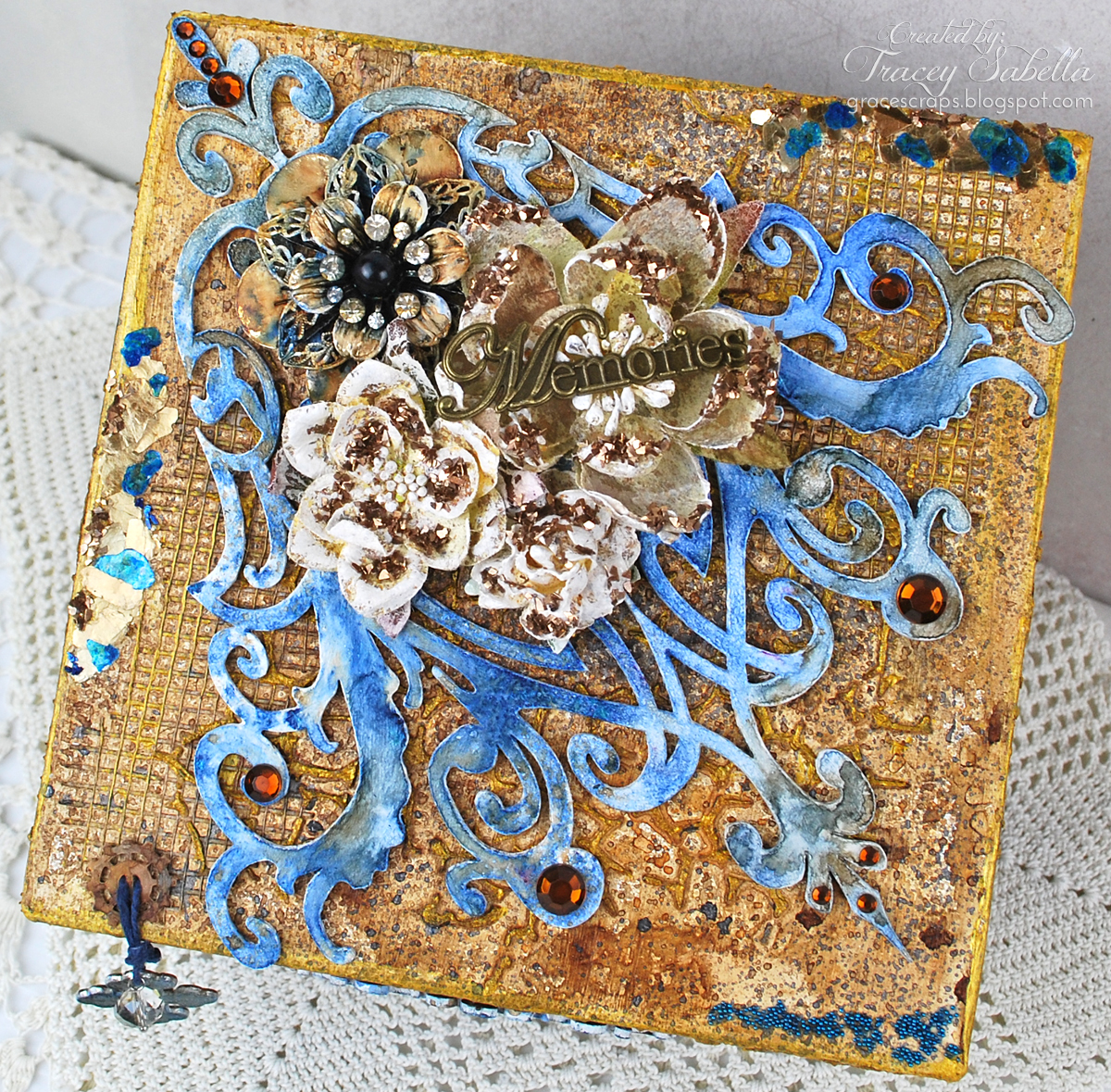 Mixed Media Blessings Box, Tracey Sabella, Leaky Shed Studio, Lindy's Stamp Gang, Prima, Helmar, Petaloo