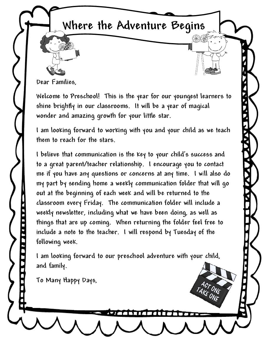 Learning And Teaching With Preschoolers Welcome Parents Letter