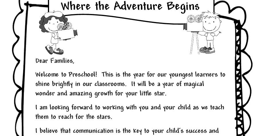 Learning and Teaching With Preschoolers: Welcome Parents Letter