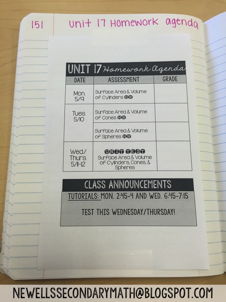 homework agendas