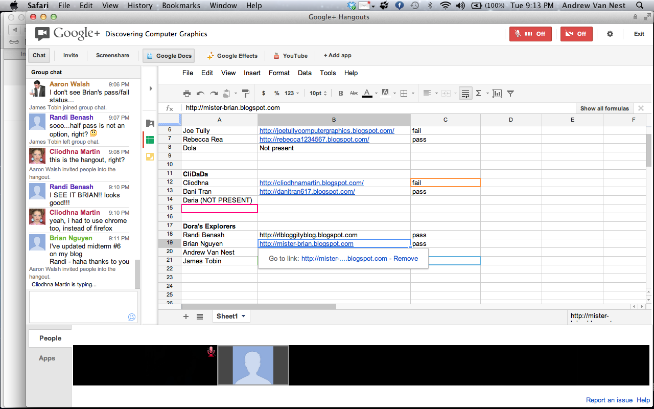 Andrew Van Nest Graphics Class Roll Call 1, Class 5