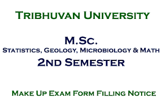 M.Sc. Statistics, Geology, Microbiology & Math 2nd Semester Make Up Exam Form Filling Notice