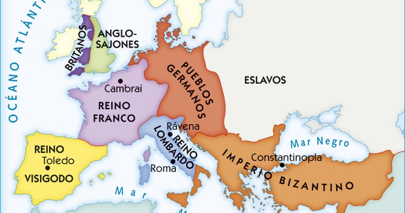 Análisis de un mapa sobre EUROPA A MEDIADOS DEL SIGLO VII