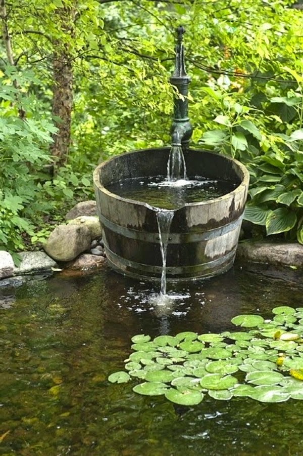 A relaxing garden and backyard waterfalls