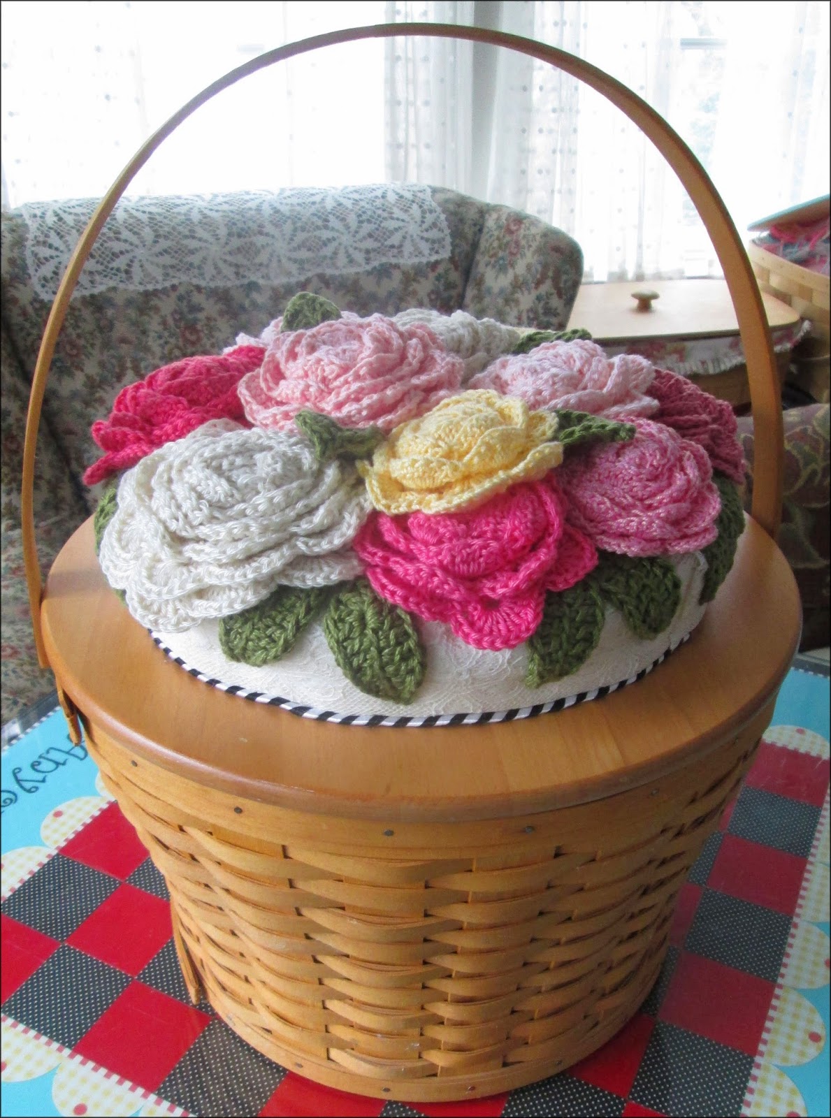 cute stuff inside CROCHET FLOWER BASKET