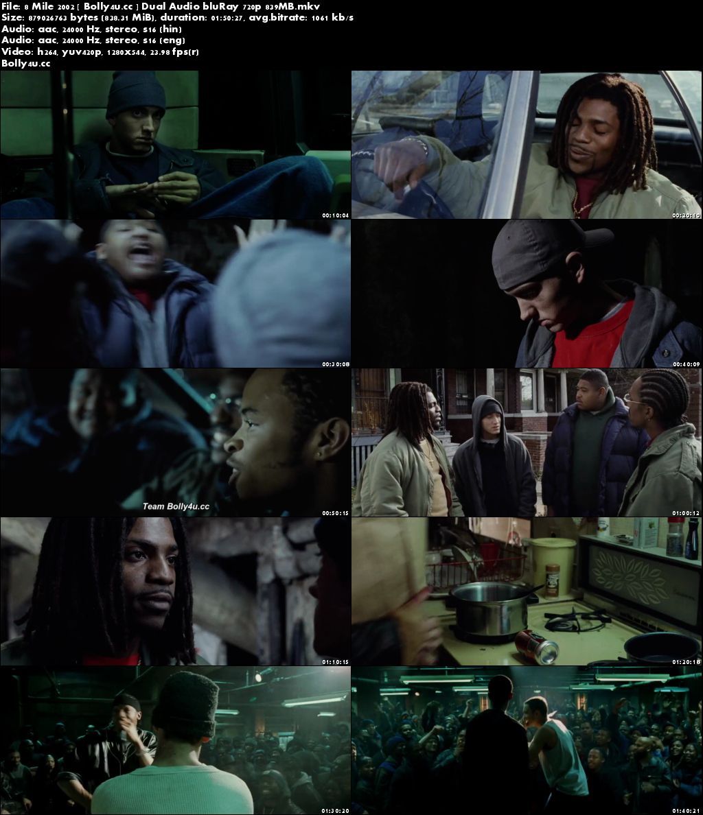 8 Mile 2002 BluRay 350MB Hindi Dual Audio 480p Download