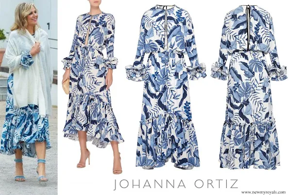 Queen Maxima wore Johanna Ortiz Royal Navy Crepe De Chine Dress