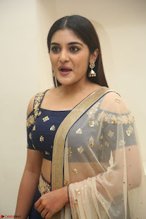 Niveda Thomas in Lovely Blue Cold Shoulder Ghagra Choli Transparent Chunni ~  Exclusive Celebrities Galleries 009